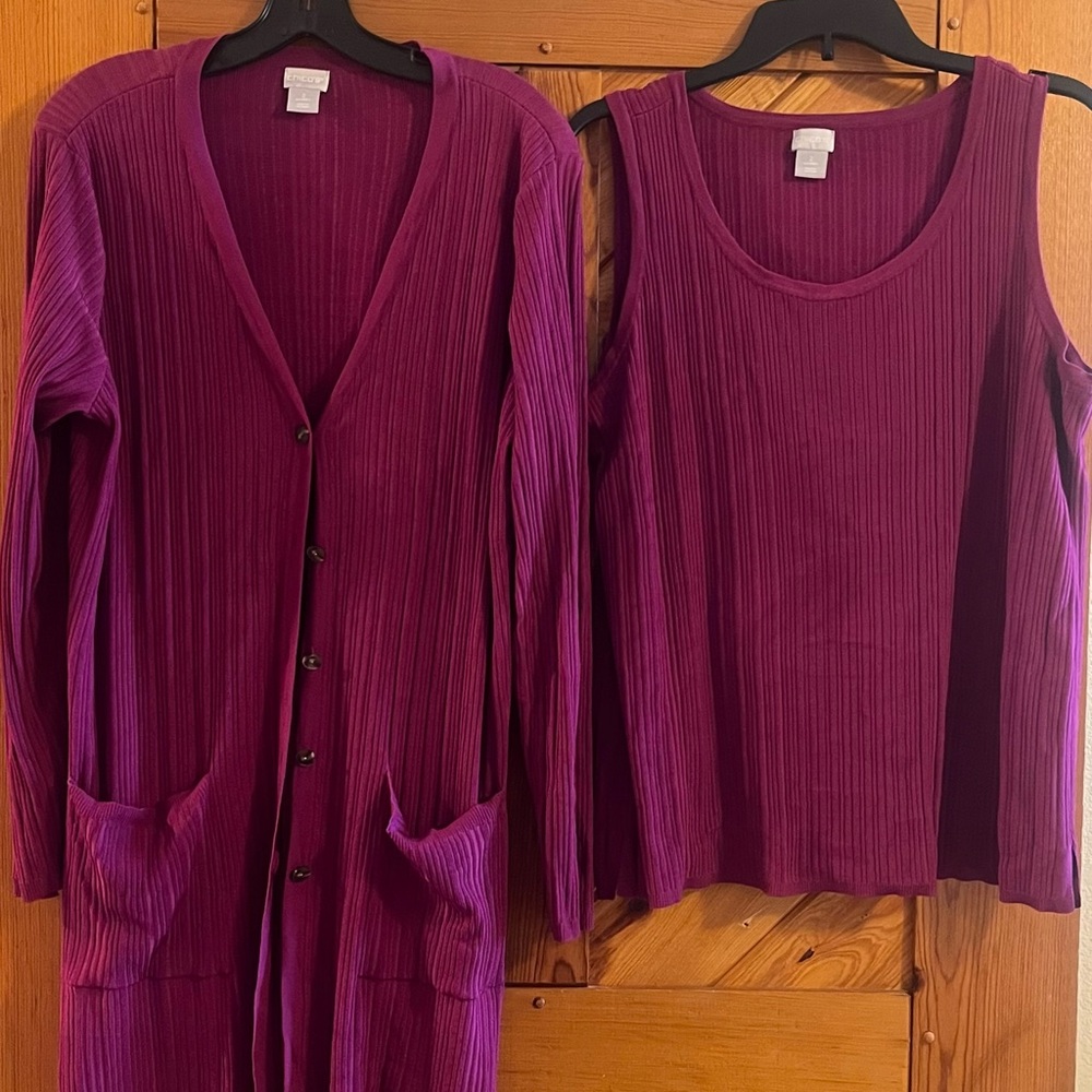 Chico's Magenta Cardigan and Tank Set